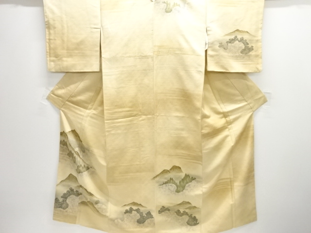 JAPANESE KIMONO / ANTIQUE TOYAMA PATTERN TSUMUGI KIMONO
